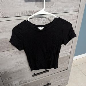 Women’s Ribbed Short Sleeve Crop Top - Black